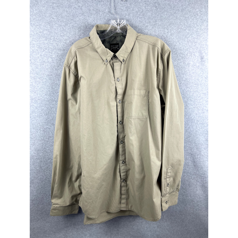 Grunt Style Shirt Mens XL Tan Long Sleeve Button Down Metal Buttons Outdoor Camp